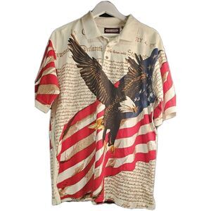 Cody James Americana Eagle Shirt Declaration of Independence Polo Large